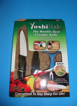 YOSHI BLADE 4 CERAMIC KNIFE FRUIT KNIFE W/ BONUS CERAMIC PEELER SET 