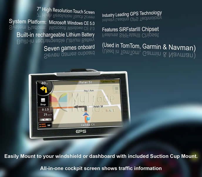 Car GPS Navigation Touch Scree​n AV 2GB SD Card  