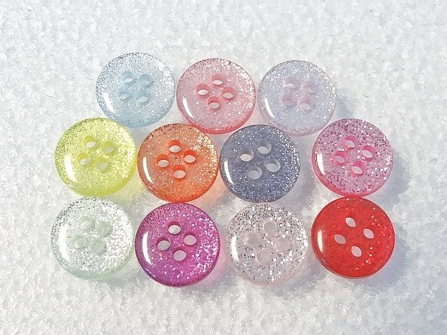 110 Glitter Round Buttons 7/16 inch 11 Colors Sewing Craft B131  