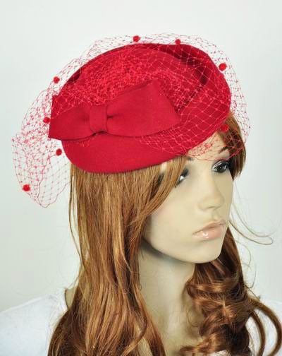   Wool Elegant Lady Women Dress Formal Church Hat Fedora Cap Red  