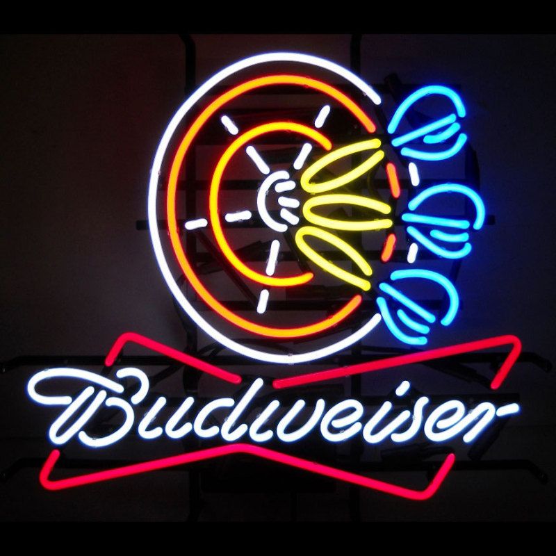 BUDWEISER BUD BEER POKER DARTS NEON SIGN / LIGHT  