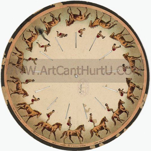 Optical toy Muybridge zoopraxiscope horse somersault  