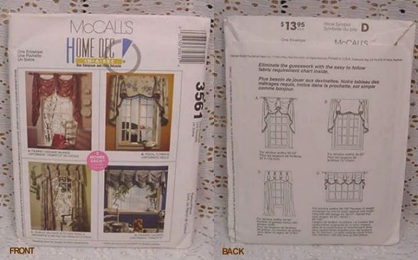 ASSORTED WINDOW TREATMENT PATTERNS CURTAINS, SEWING PATTERNS FOR 