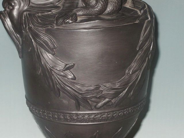 Wedgwood Pottery Antique Black Basalt Water Ewer Pitcher Sacred to 